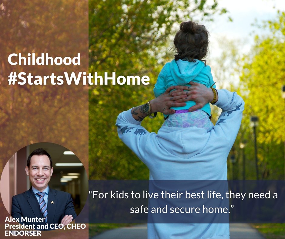 OttawaAlliance's tweet photo. Having a safe and reliable home to play, rest, eat, and benefit from the presence and well-being of their adult caregivers, is fundamental to a child's health and growth.
Thank you, @AlexMunter and @CHEO for endorsing #StartsWithHome, a vision for Ottawa that prioritizes this. https://t.co/Yx0MRIo4yD