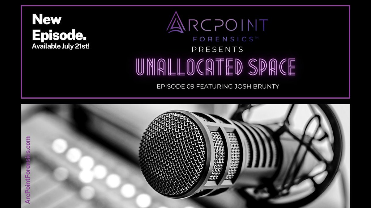 ArcPoint Forensics (@contact_apf) on Twitter photo A new episode of #UnallocatedSpace by #ArcPoint is available July 21st! We are join by <a href="/joshbrunty/">Josh Brunty</a> from @Marshallu to discuss technical internships, setting students up for success, and common challenges that students face as they join the #DFIR community! A new episode of #UnallocatedSpace by #ArcPoint is available July 21st! We are join by <a href="/joshbrunty/">Josh Brunty</a> from @Marshallu to discuss technical internships, setting students up for success, and common challenges that students face as they join the #DFIR community!