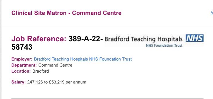 BTHFT Command Centre (@bthftcommandcen) on Twitter photo An exciting opportunity has arisen to apply to join our digitally enabled Command Centre as an 8a Clinical Site Matron - go on, take a look, you know you want to <a href="/karendawber/">Prof Karen Dawber π</a> <a href="/BTHFTCommandCen/">BTHFT Command Centre</a> <a href="/Tim_Gold_TG/">Tim Gold</a> <a href="/_Sajaz/">Saj</a> <a href="/BTHFT/">Bradford Teaching Hospitals NHS FT</a> @ODMBTHFT An exciting opportunity has arisen to apply to join our digitally enabled Command Centre as an 8a Clinical Site Matron - go on, take a look, you know you want to <a href="/karendawber/">Prof Karen Dawber π</a> <a href="/BTHFTCommandCen/">BTHFT Command Centre</a> <a href="/Tim_Gold_TG/">Tim Gold</a> <a href="/_Sajaz/">Saj</a> <a href="/BTHFT/">Bradford Teaching Hospitals NHS FT</a> @ODMBTHFT