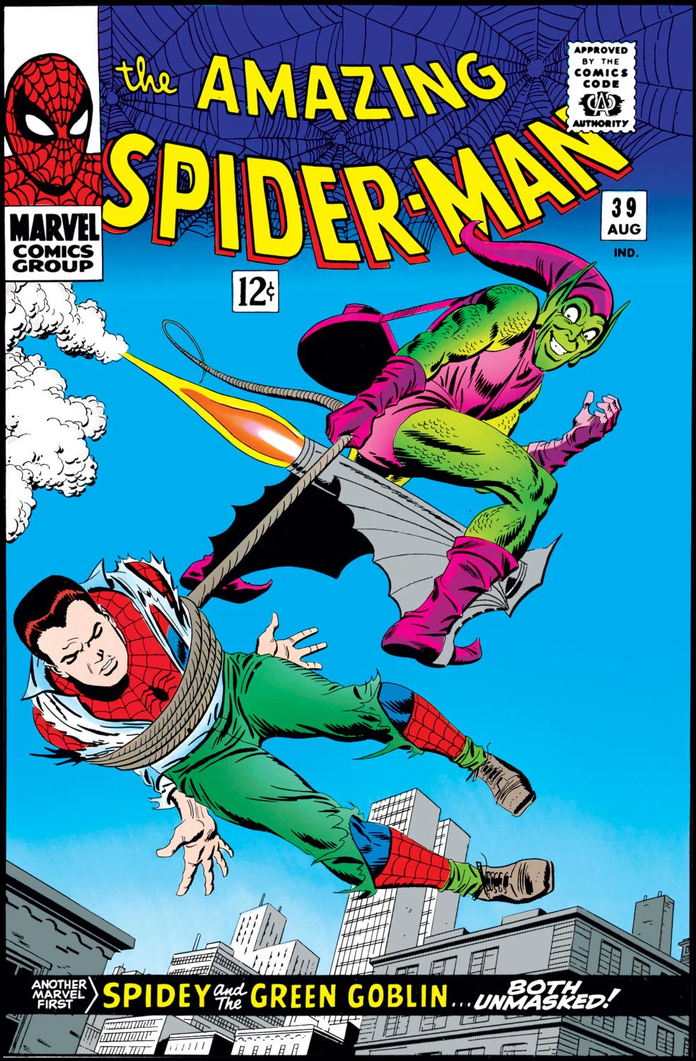 Rafatos on X: AMAZING SPIDER-MAN #39: 'How Green Was My Goblin!' (1966).  Se revela, por fin, la identidad del Duende Verde. ¡Norman Osborn está  detrás de la máscara! Firma: Johnny Jazzy Romita.