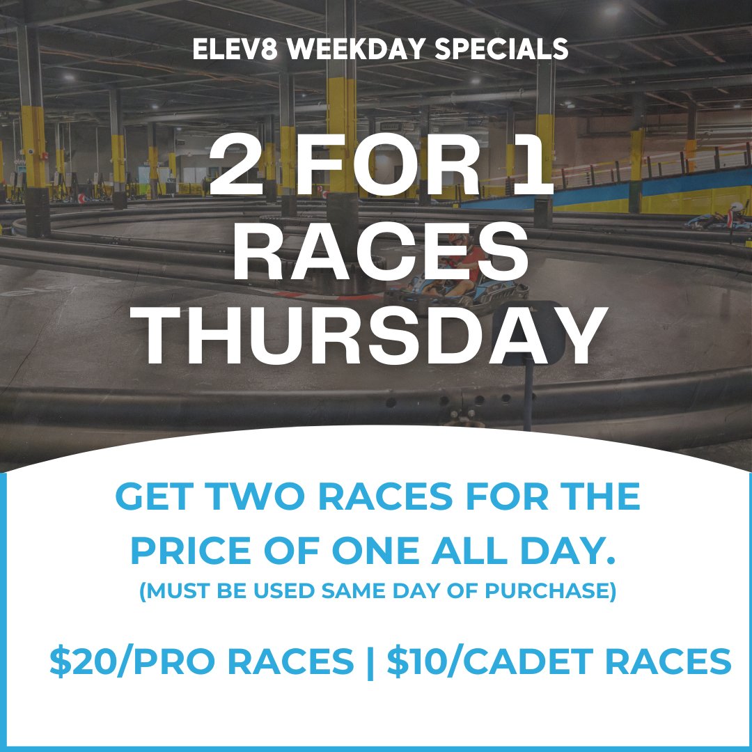 Elev8FunOrlando's tweet photo. It's about that time again! Our 2-for-1 go-kart races are taking off all day. Race in for this incredible deal. #Elev8Fun #GoKart https://t.co/oDM0dzblaO