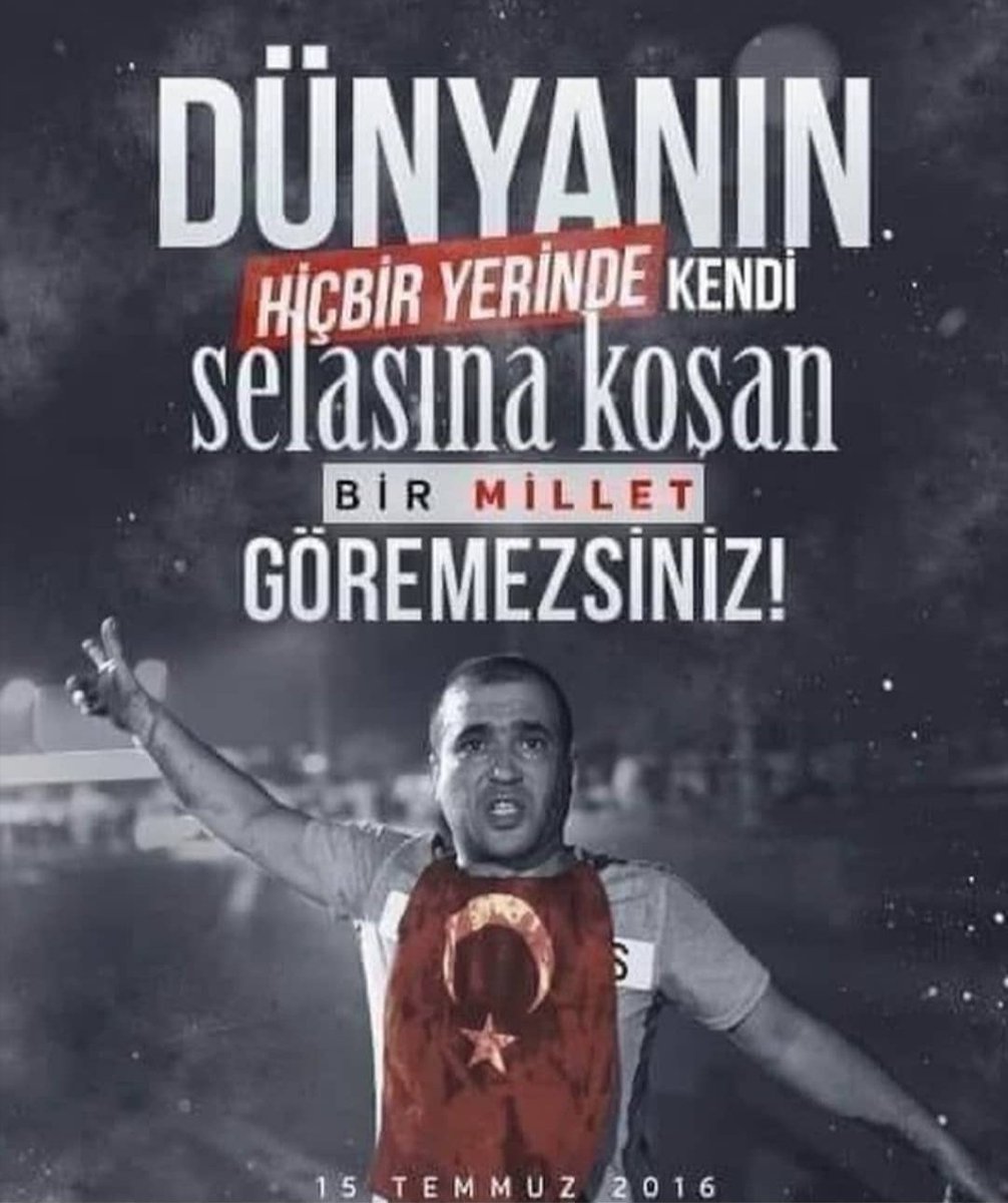 Darbe Yapana Darbe Yapan
            TEK MİLLET
      Olarak Tarihe Geçtik.

#15Temmuz 
#TürkiyeAşkına 🇹🇷
