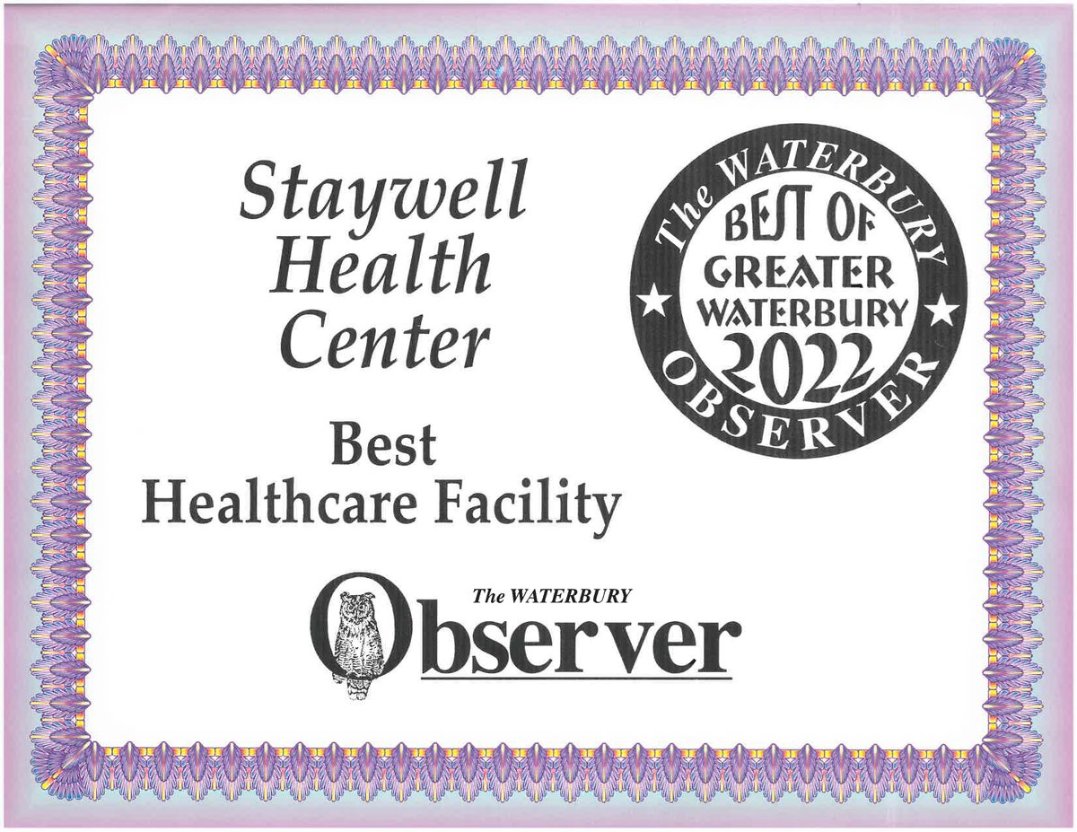 StayWell_Health's tweet photo. StayWell was voted #BestofWaterbury2022 by the Waterbury Observer! We're honored and thankful to those who voted for us as we continue to serve those who need it most. 
#healthcare #communityhealthcenter #chc https://t.co/IA9lc0HQFh
