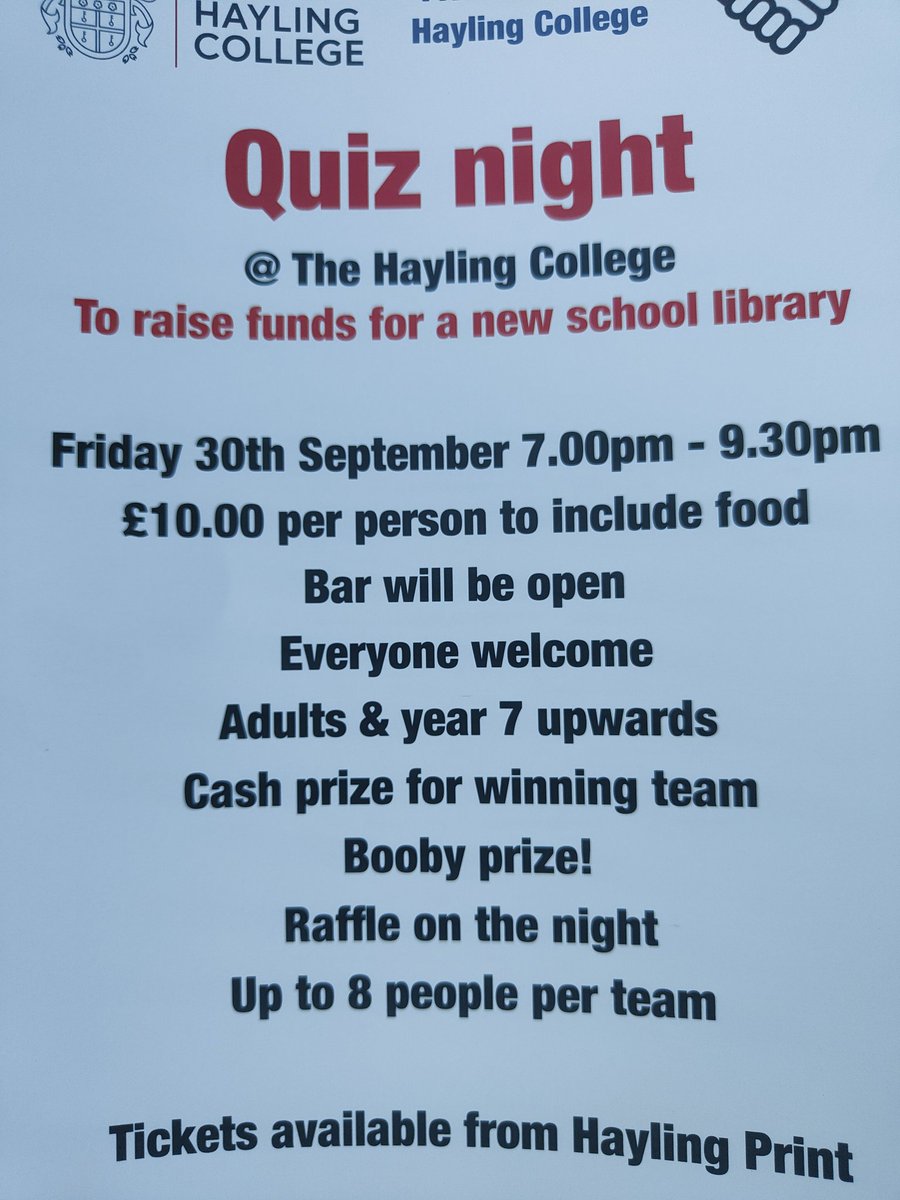 Martyn Reah (@martynreah) on Twitter photo Getting ready for the first <a href="/hayling_college/">The Hayling College</a> quiz on the 30th September 7.00pm - 9.30pm
Teams of 8 and big prizes .....
#teacher5aday #volunteer Getting ready for the first <a href="/hayling_college/">The Hayling College</a> quiz on the 30th September 7.00pm - 9.30pm
Teams of 8 and big prizes .....
#teacher5aday #volunteer