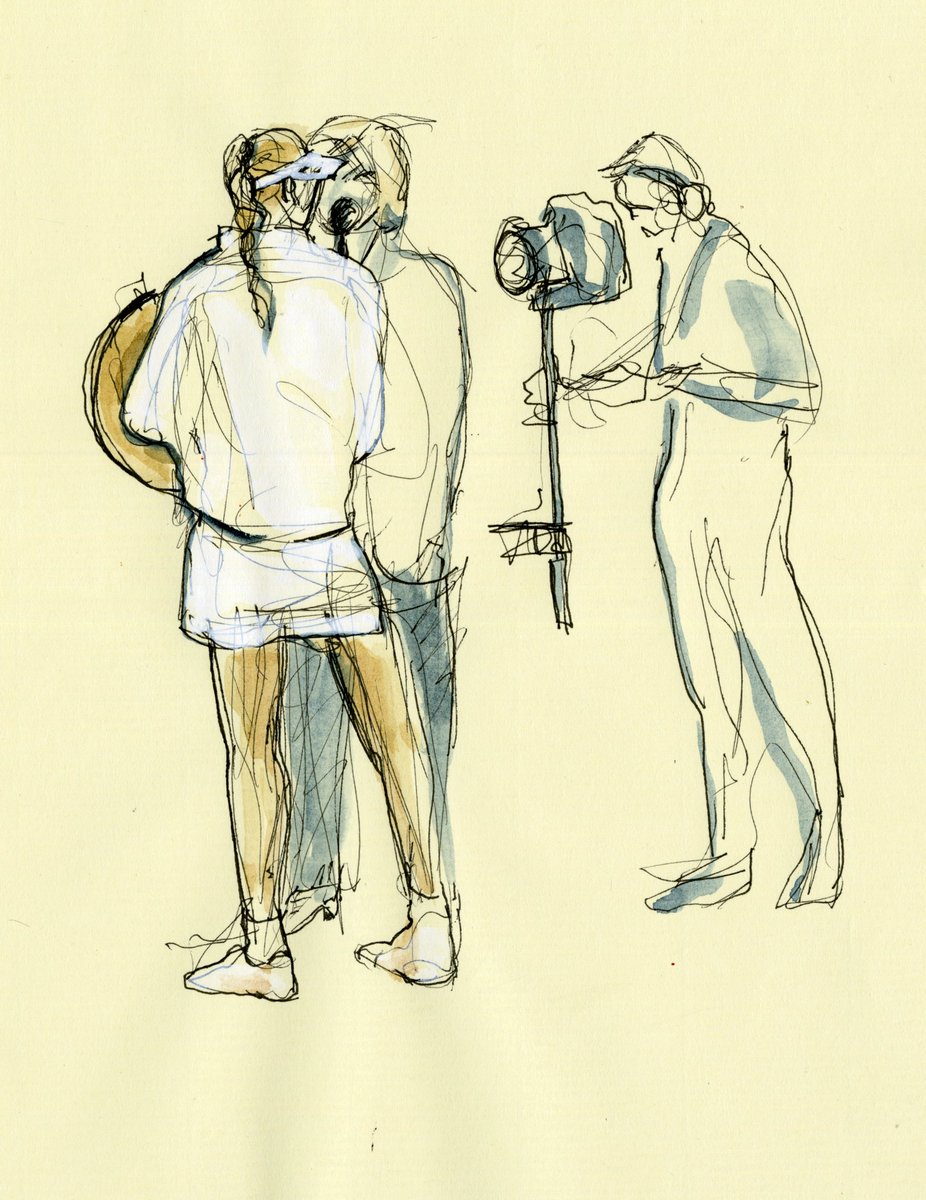 #Sketch from the stands of Sue Barker interview with new @wimbledon ladies champion - colour added back in the #studio - love watching and love drawing #Tennis #drawing #reportage #worksonpaper <a href="/Wimbledon/">Wimbledon</a> <a href="/lenarybakina/">Elena Rybakina</a> #champion