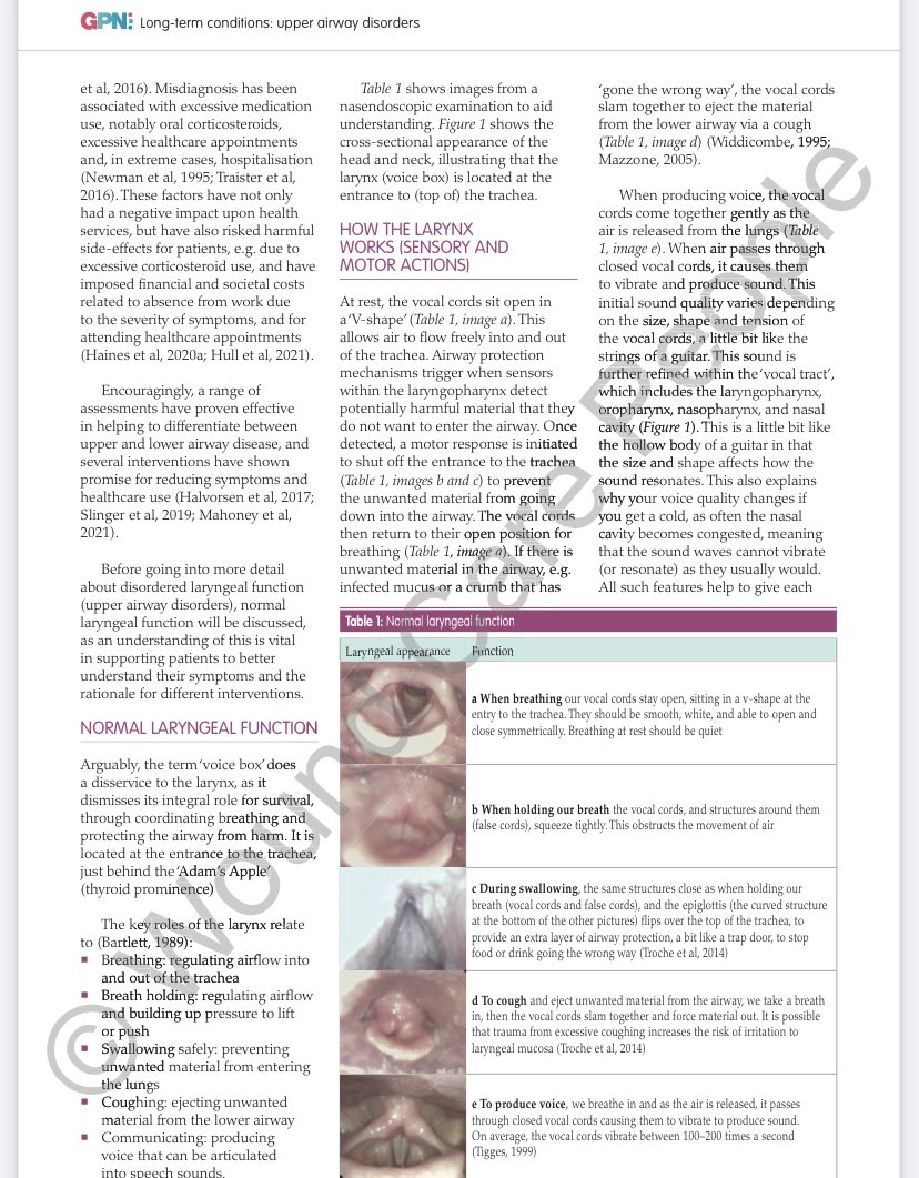 JenButlerSLT's tweet photo. Our article about upper airway disorders is out… @drsmparker 

⭐️ Persistent Throat Symptoms (Globus, throat clearing, dysphonia) 

⭐️ Refractory Chronic Cough

⭐️ Inducible Laryngeal Obstruction 

It’s free to sign up/access here @gpnreport 

https://t.co/Ee0csE51ll https://t.co/d8GQBTVdbX