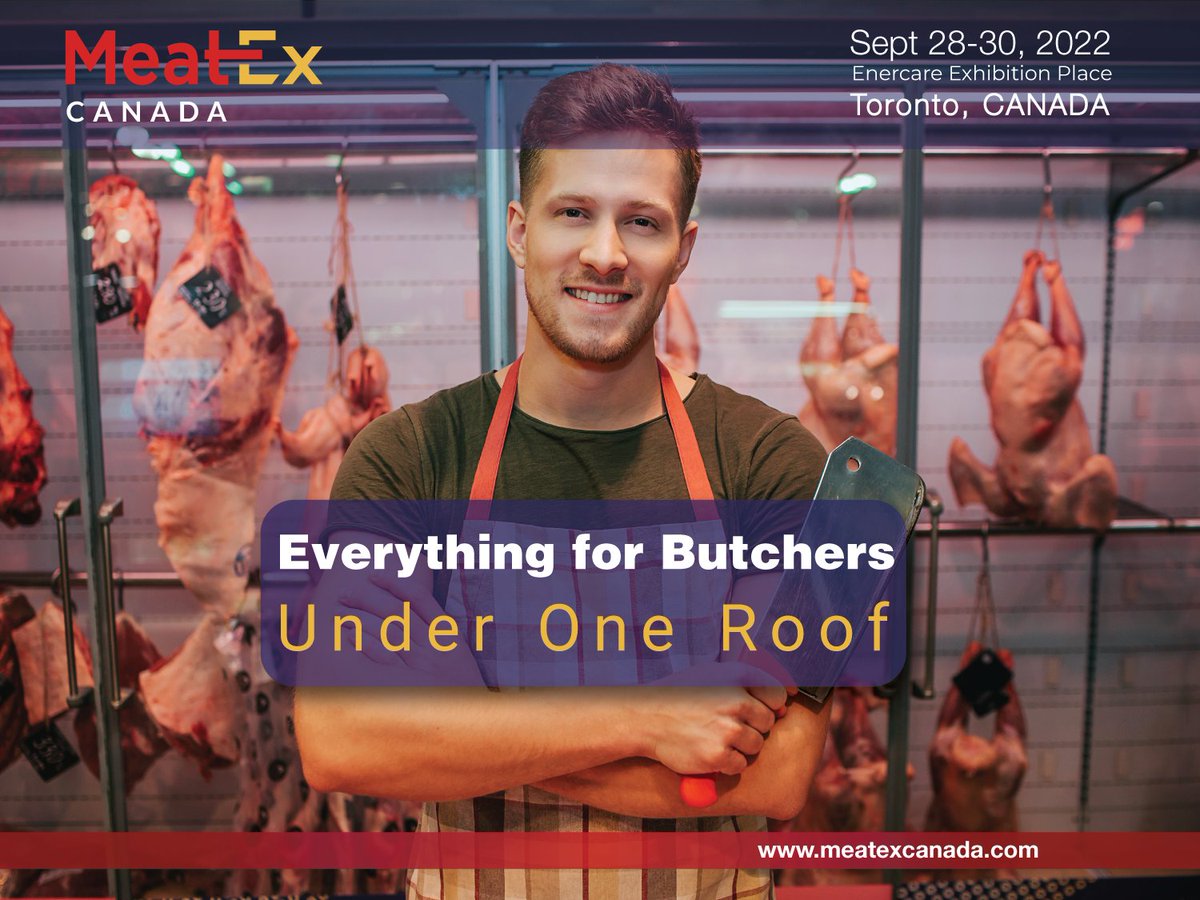 MeatExCa's tweet photo. Everything for butchers under one roof
https://t.co/4V907iuo4B
https://t.co/A8xMJ1BCCe
#MeatExCanada #MeatEx #meatexhibition #meatshow #iffa2022 #meatindustry #meatprocessing #meatbusiness #abattoir #slaughterhouse #butcher #butcheryequipment #foodmachinary #meat #poultry https://t.co/s6NiWEKg86