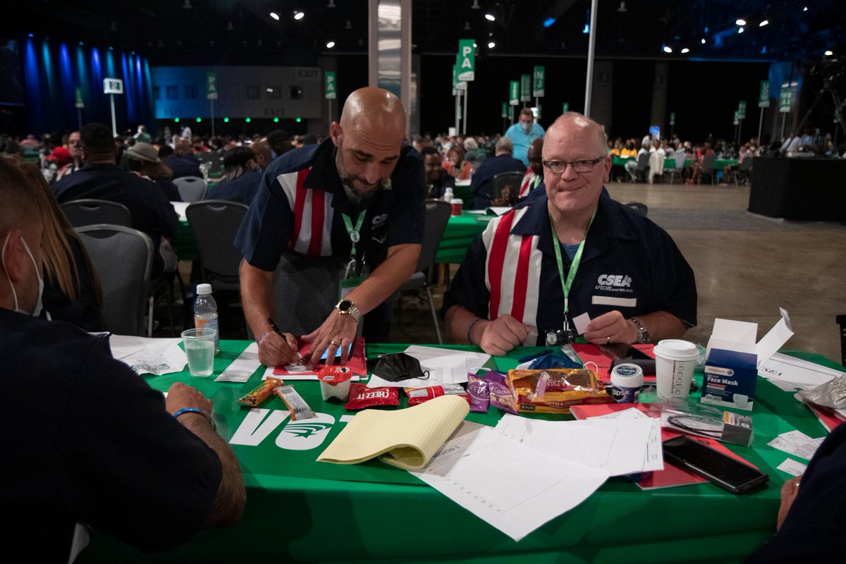 CSEALocal1000's tweet photo. @CSEALocal1000 #AFSCME International Convention delegates, including @CSEARegion3 President Anthony Adamo, left, and @CSEARegion3 1st Vice President Todd Schmidt, are hard at work! #AFSCMETogether https://t.co/a4vo5p7hOA