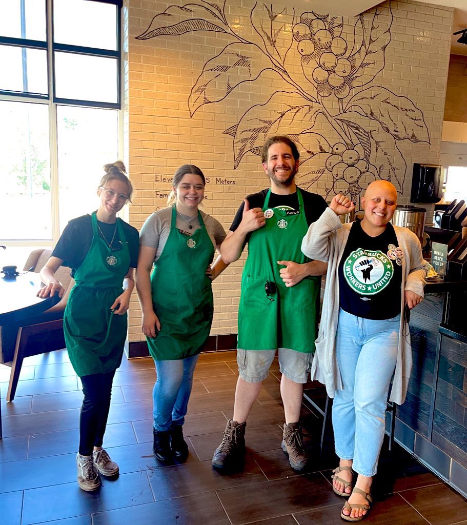 VernonSBWU's tweet photo. WE JUST WON OUR UNION ELECTION 13-1! LET’S GO!!!!! #UnionStrong VERNON SBUX IS THE SECOND UNIONIZED STARBUCKS IN THE STATE OF CONNECTICUT 

🔥🔥🔥 HOT UNION SUMMER  🔥🔥🔥 https://t.co/tudTnvh7xT