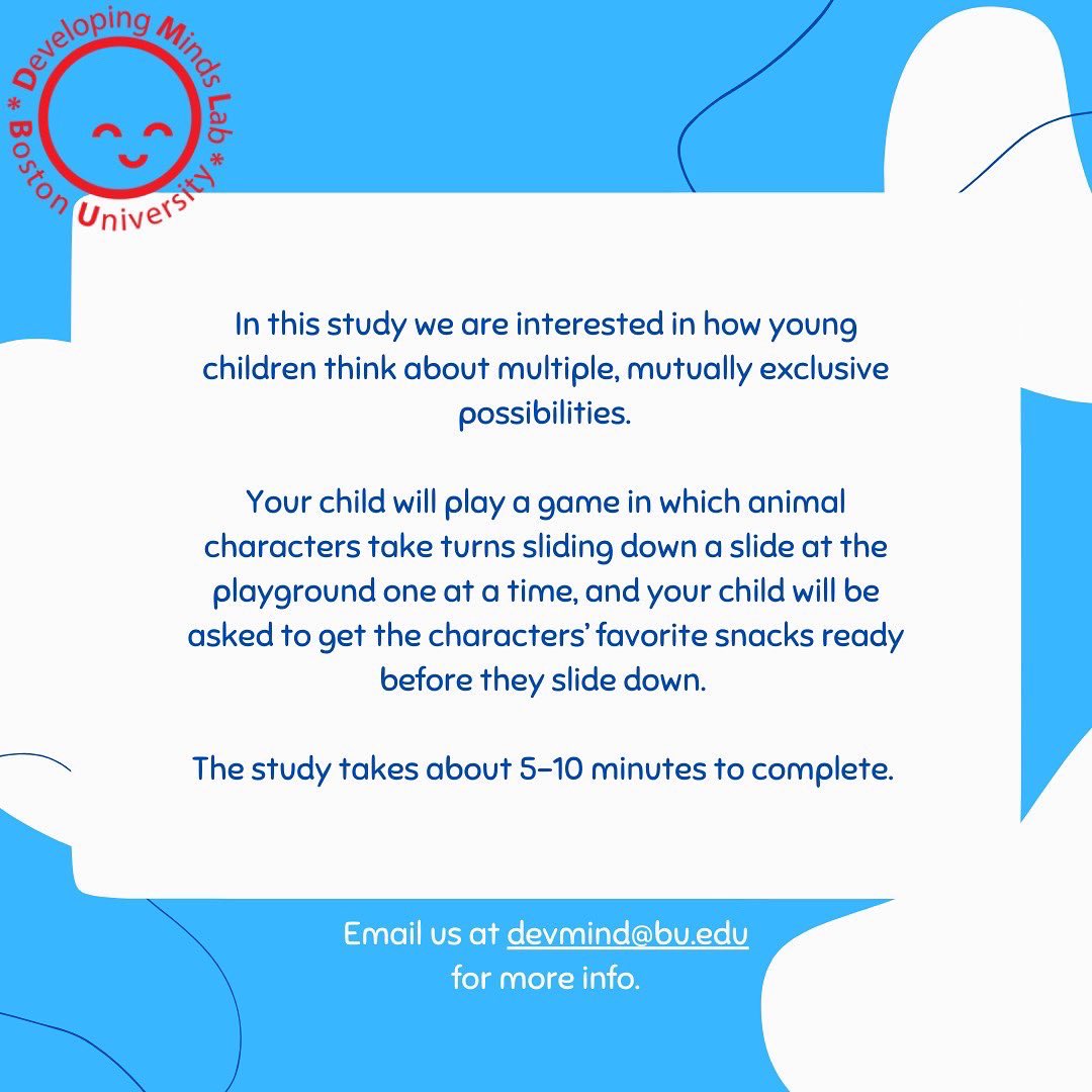 Esra Nur Turan-Küçük (@esrankucuk) on Twitter photo Come and visit <a href="/BU_Tweets/">Boston University</a> Developing Minds Lab for this fun game. Help us understand how young children reason about multiple possibilities. 👨👩👧👦#developmentalscience #phdchat #bostonmoms Come and visit <a href="/BU_Tweets/">Boston University</a> Developing Minds Lab for this fun game. Help us understand how young children reason about multiple possibilities. 👨👩👧👦#developmentalscience #phdchat #bostonmoms