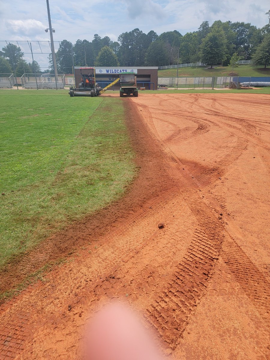 Can't begin to tell you how excited I was to watch this take place at our field!!! We have no more lips on our field. @Turfplanner did an amazing job. They will be back to Lazer grade it after we are done hosting PG tournies. <a href="/AthleticsHenry/">Henry County Schools Athletics</a>
