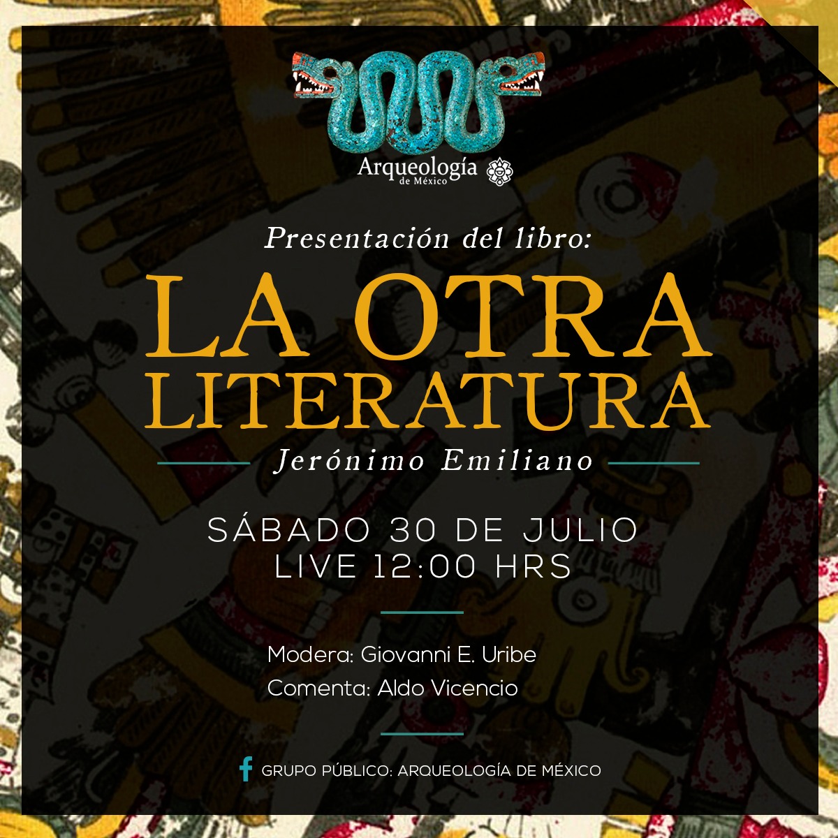 elojo21's tweet photo. Nos vemos pronto en la presentación de 'La otra literatura. Escritura y visualidad en el Códice Borgia', en el Facebook Live de Arqueología de México. Presentan @AldoConVerso y Giovanni E. Uribe. https://t.co/wNKzoIRXGL