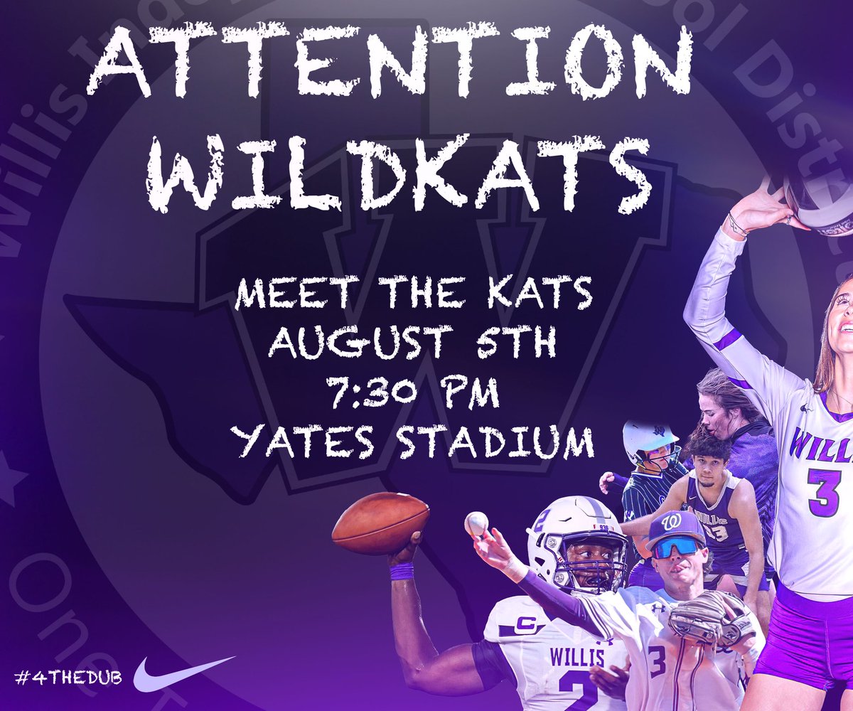 Alert 🚨 Good evening WILDKAT FAMILY! 🚨 Due to high temperatures we will move our MTK to 7:30pm at YATES Stadium! PLEASE RETWEET! <a href="/WISDAthletics/">WISD Athletics</a> <a href="/DrHarkrider/">Tim Harkrider</a>  <a href="/Willis_HS_TX/">Willis High School</a> <a href="/WillisSchools/">Willis ISD</a>