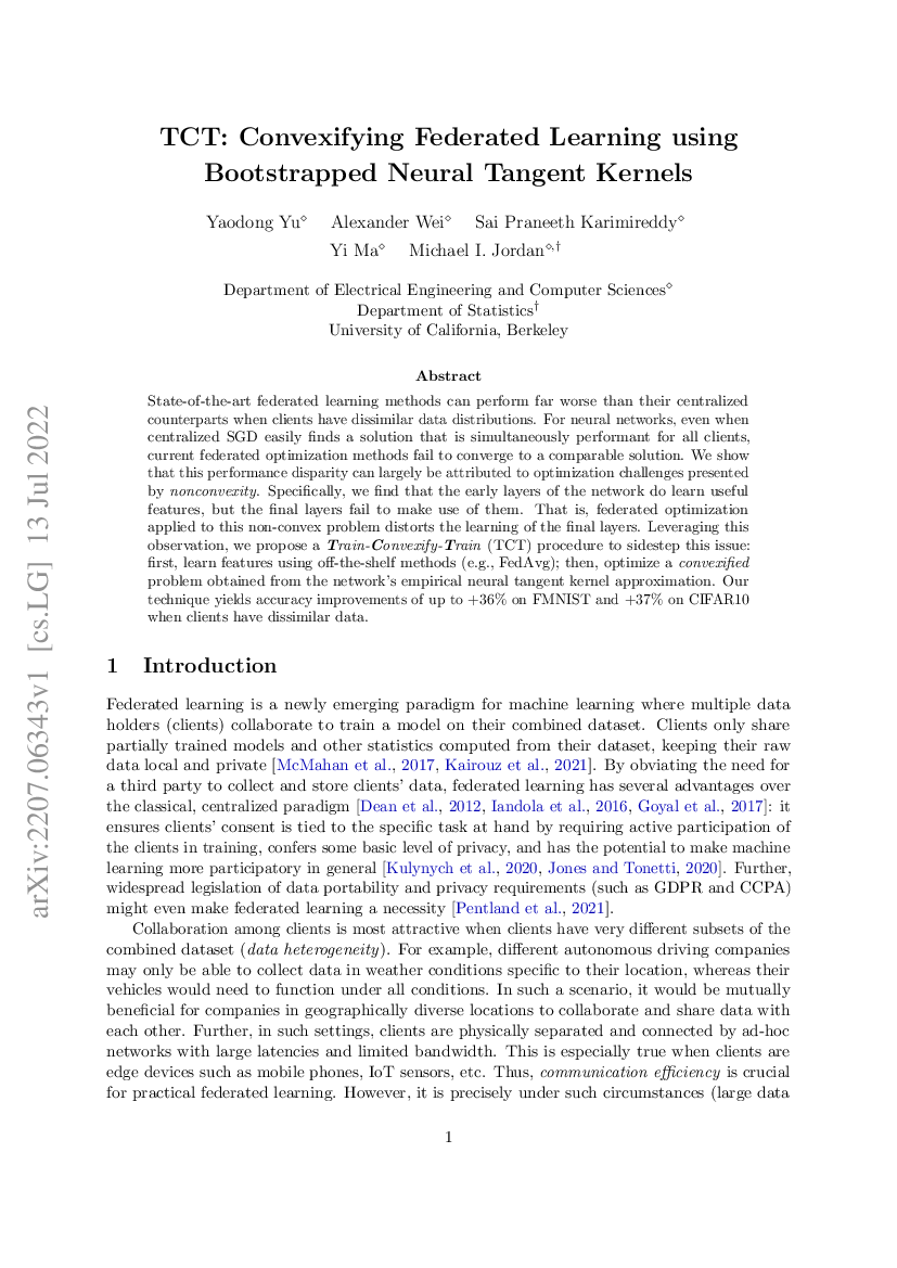 summarizedml's tweet photo. Train-Convexify-Train improves state-of-the-art federated learning methods when clients have dissimilar data distributions.
📄 https://t.co/uSpPvGouDo https://t.co/JdIZl4OkOd