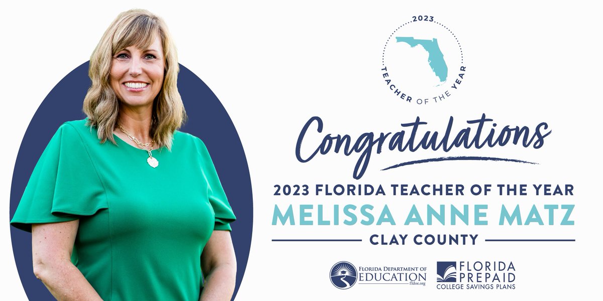 EducationFL's tweet photo. Congratulations to our 2023 Florida Teacher of the Year Melissa Anne Matz! https://t.co/OGUIZl9Fpz 

@oneclayschools #FLTOY2023 https://t.co/nJPTCpGd94