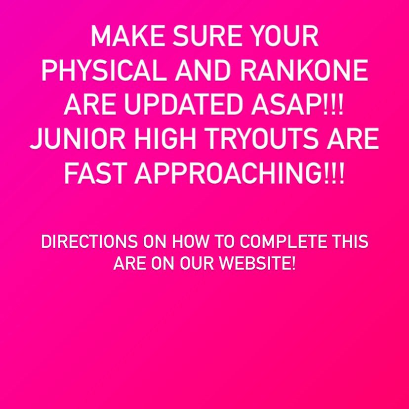 Tryouts will be during the first week of school! Take care of business ASAP!!