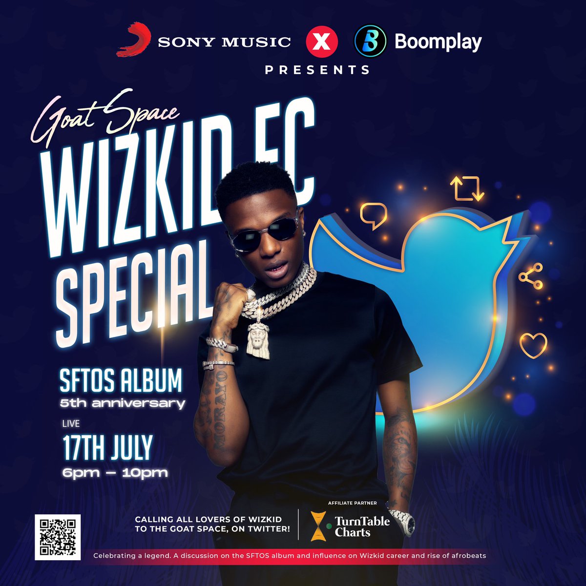 SonyMusic_WA's tweet photo. SFTOS is 5 years old 🥳🥳 and we are super excited to discuss its impact on Afrobeat and Big Wiz 🦅

Join the conversation this Sunday with @BoomplayMusicNG @TurntableCharts and @BlaqBonez on our space 👇🏾 

https://t.co/bX0pe6hFYU https://t.co/Ha33Idn3Lp