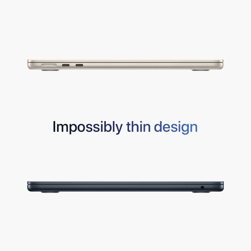 Apple's tweet photo. Introducing the new MacBook Air. Supercharged by M2. With an impossibly thin design. All-day battery life*. And a stunning 13.6” Liquid Retina display. Don’t take it lightly. *Battery life varies by use.
