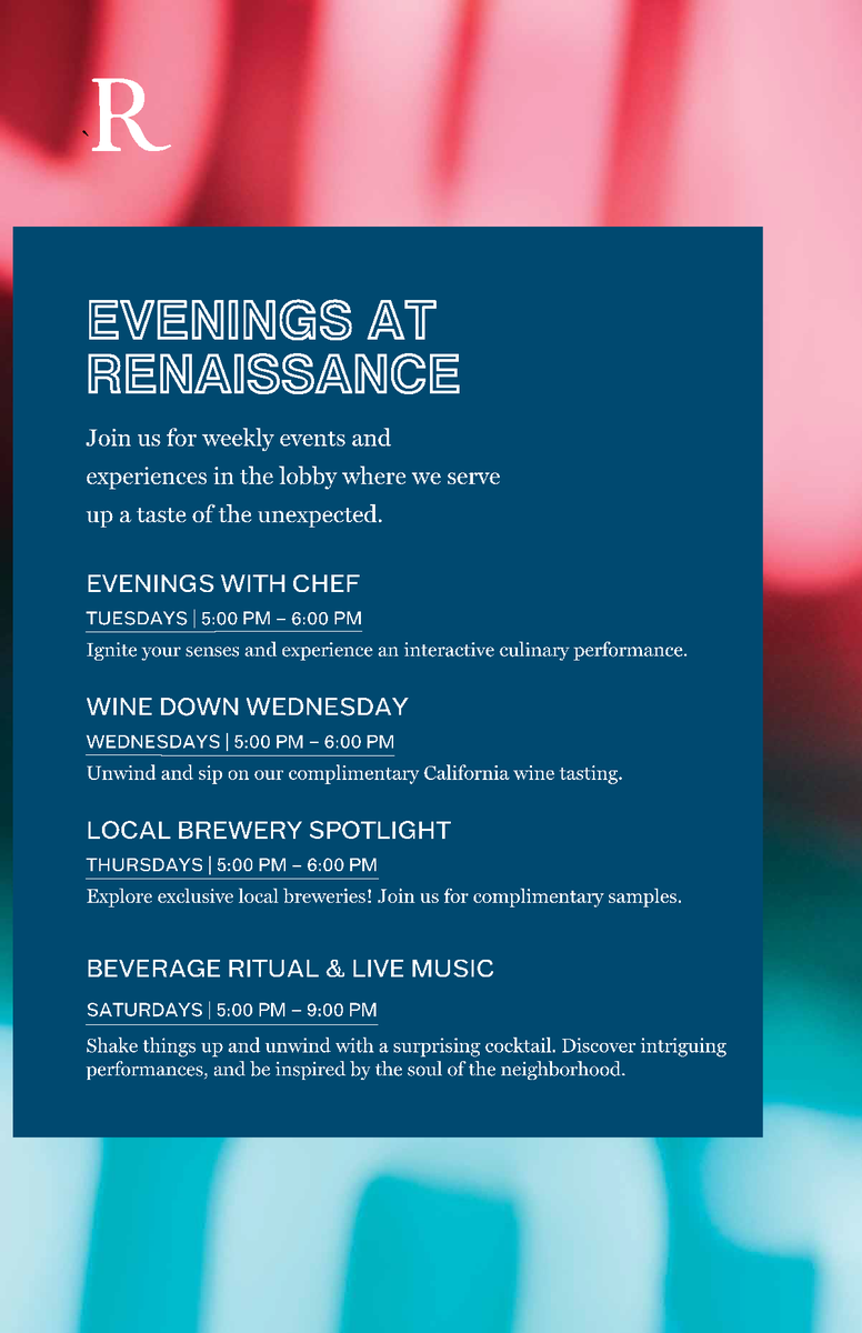 RenaissanceLAX's tweet photo. Discover and unwind at our evenings with a twist! 💃 

#stepintodiscovery #renhotels #renlax #livemusic #entertainment #foodie #cocktails #wine #visitla #discoverla https://t.co/33q3BUu4a1