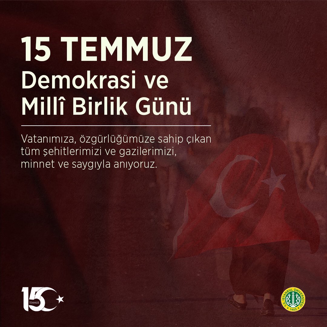 Vatanımıza, özgürlüğümüze sahip çıkan tüm şehitlerimizi ve gazilerimizi minnet ve saygıyla anıyoruz. #TürkiyeAşkına 🇹🇷🇹🇷
#15TemmuzDemokrasiveMilliBirlikGünü 🇹🇷🇹🇷🇹🇷🇹🇷 #15Temmuz