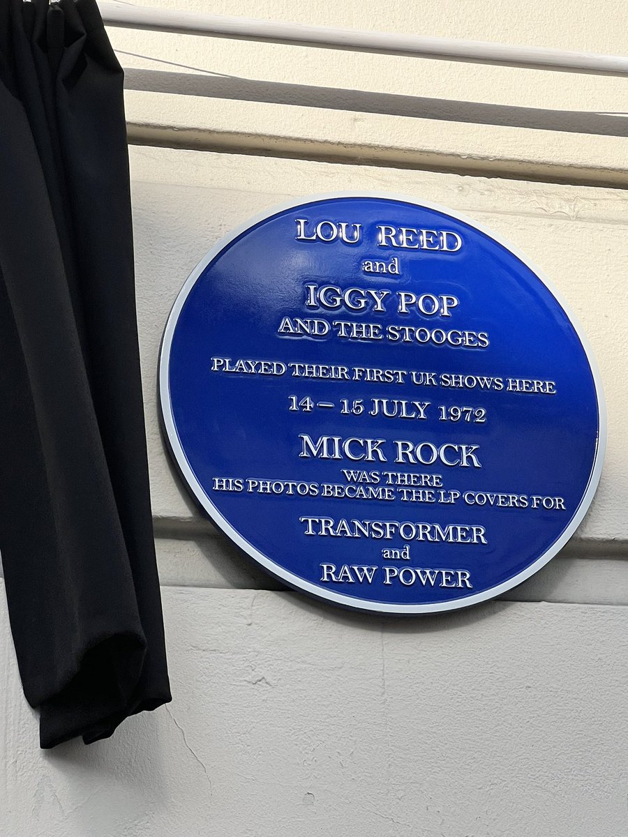 Smithyshere's tweet photo. Blue Thursday with unveiling of #blueplaque celebrating @LouReed & @Iggy_Stooges 1st UK gigs at @ScalaLondon @TheRealMickRock Finale to @scalacinema by #JaneGiles & @AliCatterall. Surrounded by fab people @KiddRoz @GrahamHumphrey8 @makeadelivery @alanfrightfest @diamantecroc https://t.co/bXlBD643t0