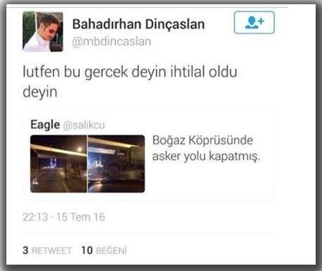 yekvucutcom's tweet photo. #15Temmuz gecesi sosyal medyada darbecileri destekleyenler

1- Felix hesabını kullanan Avukat Ali Gül. 

2- Ekrem İmamoğlu'nun eşi Dilek Kaya İmamoğlu 

3- Seküler milliyetçilerin önderi olarak kabul edilen Bahdırhan Dinçaslan 

4- İyi Parti Genel Başkan Yardımcısı Bahadır Erdem https://t.co/fuCSMdZW0U