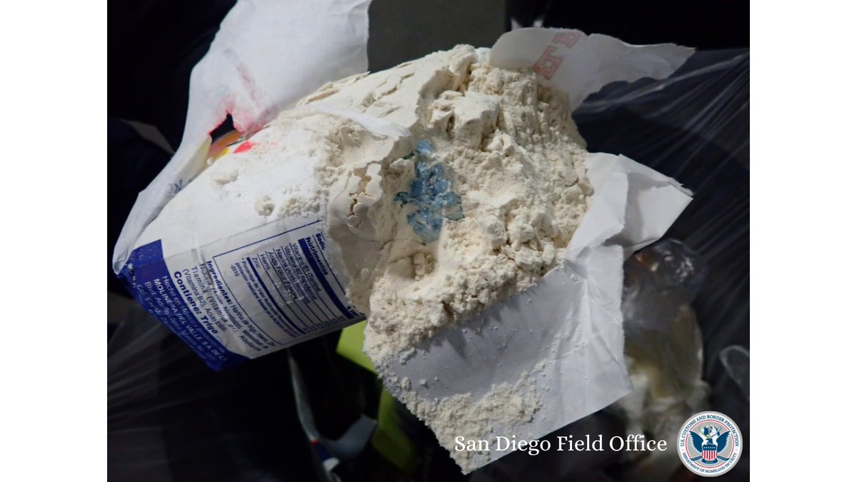 DFOSanDiegoCA's tweet photo. Grocery drug smuggling attempt thwarted at the #OtayMesa Port of Entry! @CBP officers intercepted more than 1 million dollars’ worth of Fentanyl hidden inside several grocery items. Great work by front-line officers!
@DHSgov
#CBP

Read more about it here: 
https://t.co/j3paRQ7OM6 https://t.co/u6Vg3ddY67