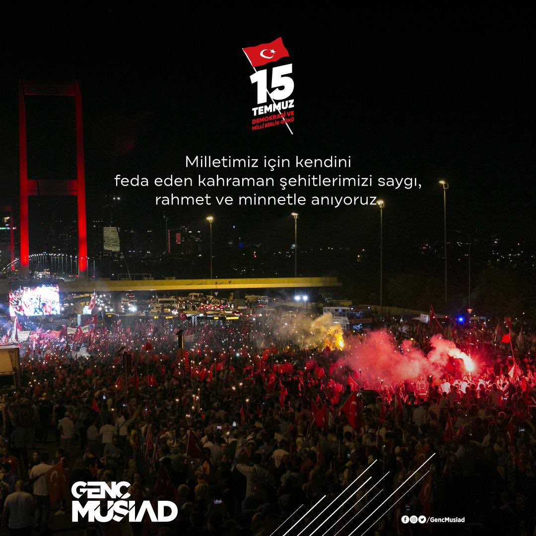 Milli irademize ket vurmaya çalışan hain darbecilere karşı, onurunu çiğnetmeyen aziz milletimizin destansı mücadelesinin sene-i devriyesinde şehit düşen tüm kahramanlarımızı minnet ve rahmetle yad ediyorum.

“Hakkıdır, Hakk’a tapan, milletimin İstiklal !”

#15TemmuzUnutulmaz 🇹🇷