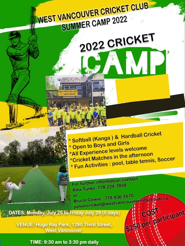 WVCC Junior #Cricket 🏏 #SummerCamp starts in less than 2 weeks. Limited spots still available. #NorthVan #WestVan