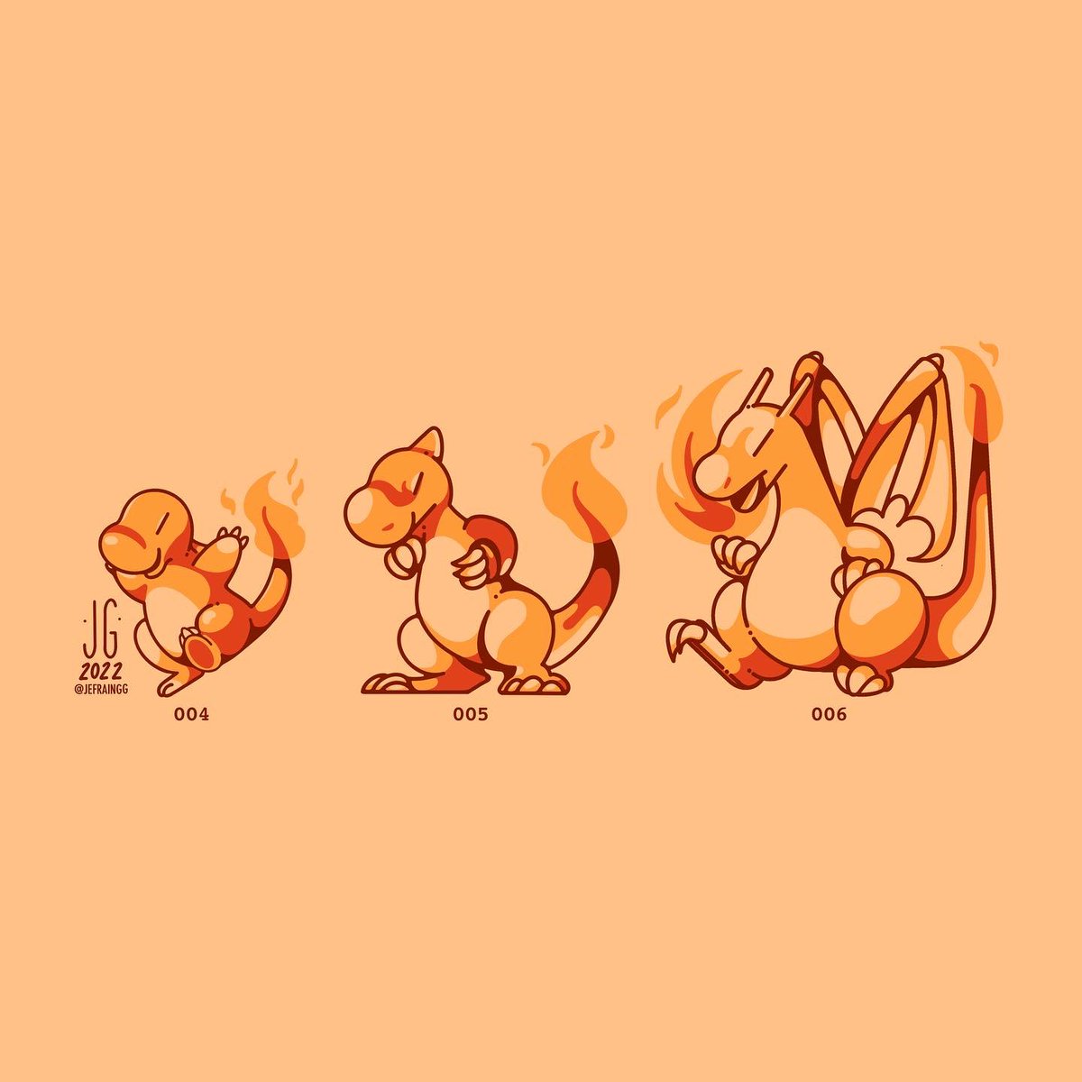 Jefraingg's tweet photo. Charmander line based on their gameboy color sprites #Pokemon #pokemonfan #pokemongames #charmander #charmeleon #charizard #nintendo https://t.co/mWMhWria7G