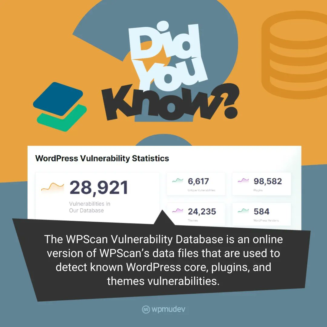 wpmudev's tweet photo. According to WPScan, approximately 91% of vulnerabilities come from plugins, 6% from themes, and only 4% from WordPress core. 📈📊

#WordPress #WP #WPMUDEV #VulnerabilityStats #Statistics #Plugins #Themes #Core #Vulnerability https://t.co/VsOozDxCLR