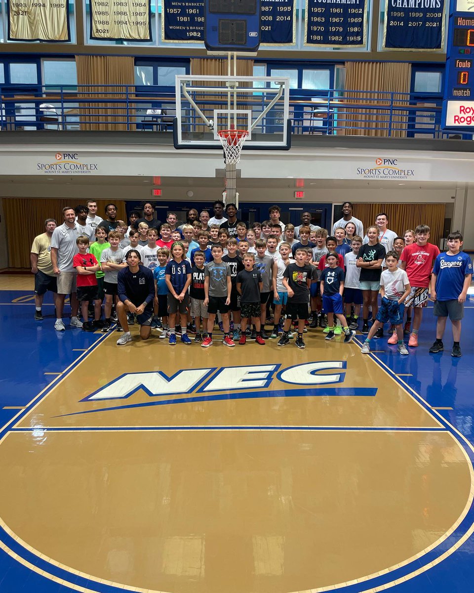 MSMU's tweet photo. We were happy to host a group of young basketball stars @MountHoops day camp this week. There was even a surprise visit from NBA champ @MalcMili13! 🏀 #MountHoops #FutureMounties https://t.co/Oz7byTD0wT