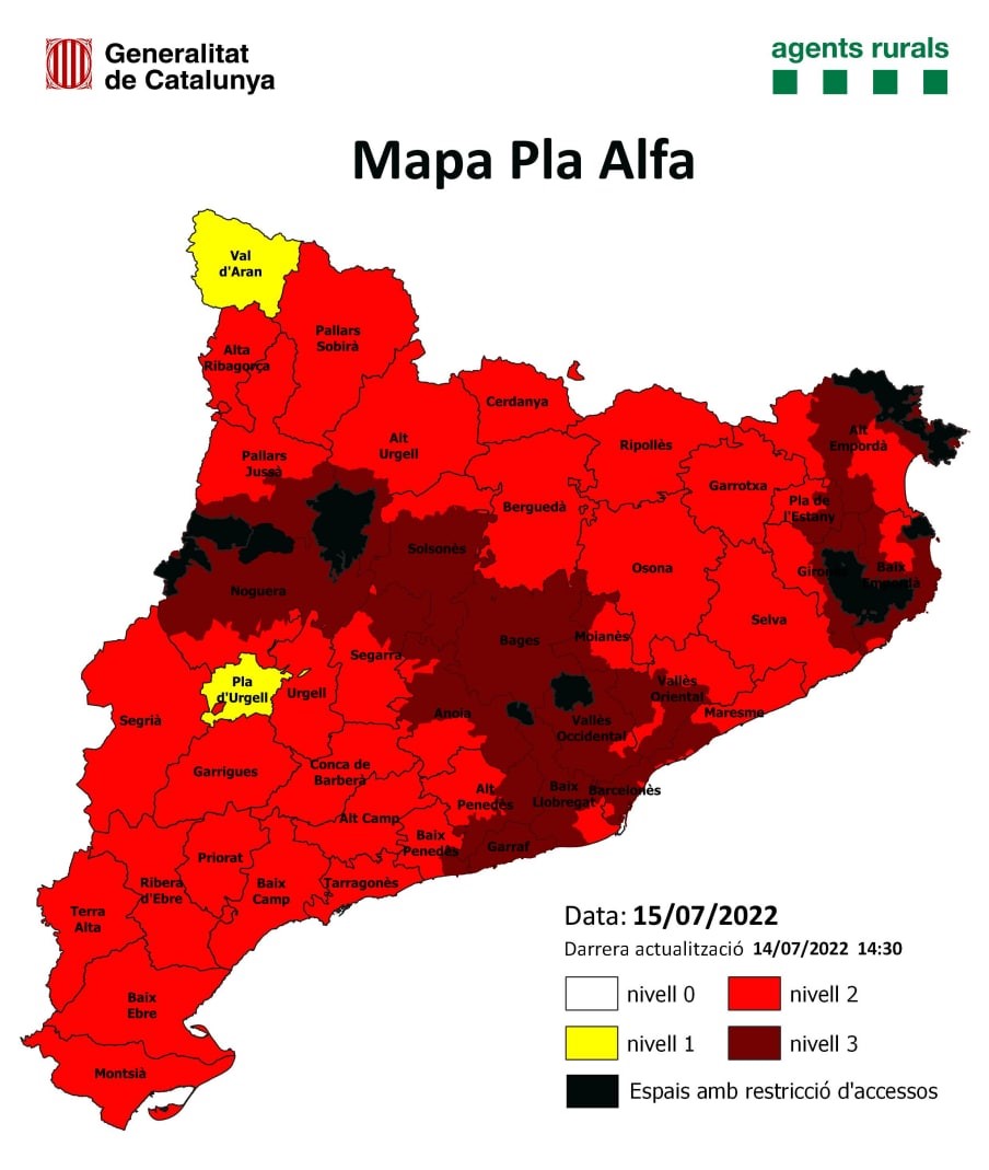 sfadfcat's tweet photo. 🔴Un total de 275 municipis de 20 comarques i 9 espais naturals, afronten aquests dies restriccions extraordinàries. #adfcat

⛔Montgrí
⛔Cap de Creus
⛔Albera
⛔Les Gavarres
⛔Montsec d'Ares
⛔Montsec de Rúbies
⛔Baronia de Rialp
⛔Montserrat
⛔ Sant Llorenç del Munt i l'Obac. https://t.co/DKHBWMosyG