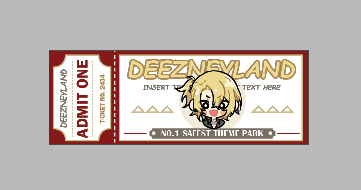 NIKOORIN's tweet photo. IM READY FOR ANIME IMPULSE OC!! please let me make into the panel to watch 😭🙏

i want to print out some deezneyland tickets
but u gotta find me and yell pog to get one 😂😂

still working on the back but comic sans is 10/10 https://t.co/254Oj7anXK
