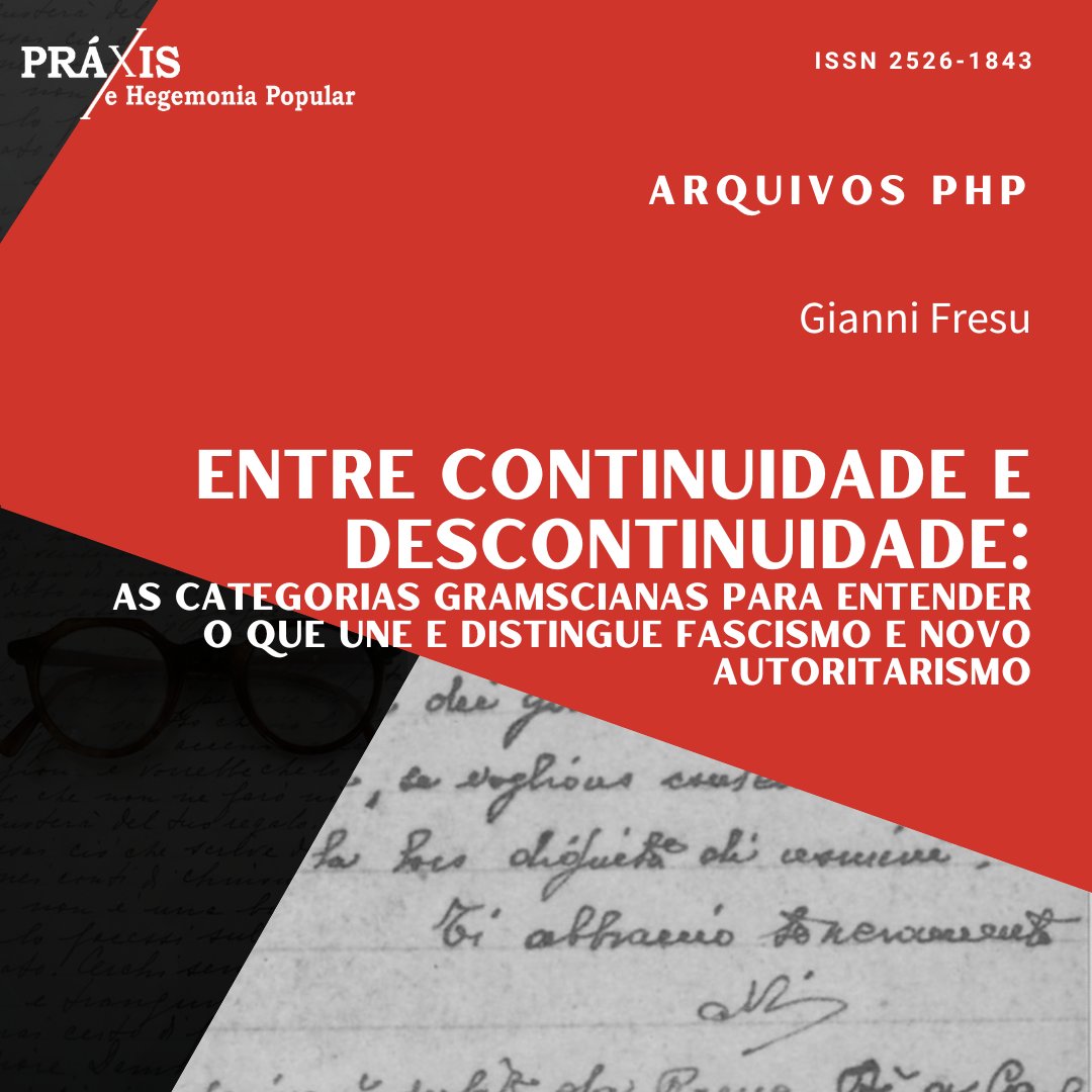 Arquivos de Práxis e Hegemonia Popular: v.6 n.8 (2021). Dossiê "Lutas populares e subversão reacionária na América Latina."
Leia em: revistas.marilia.unesp.br/index.php/PHP/…

#tbt #tbtphp