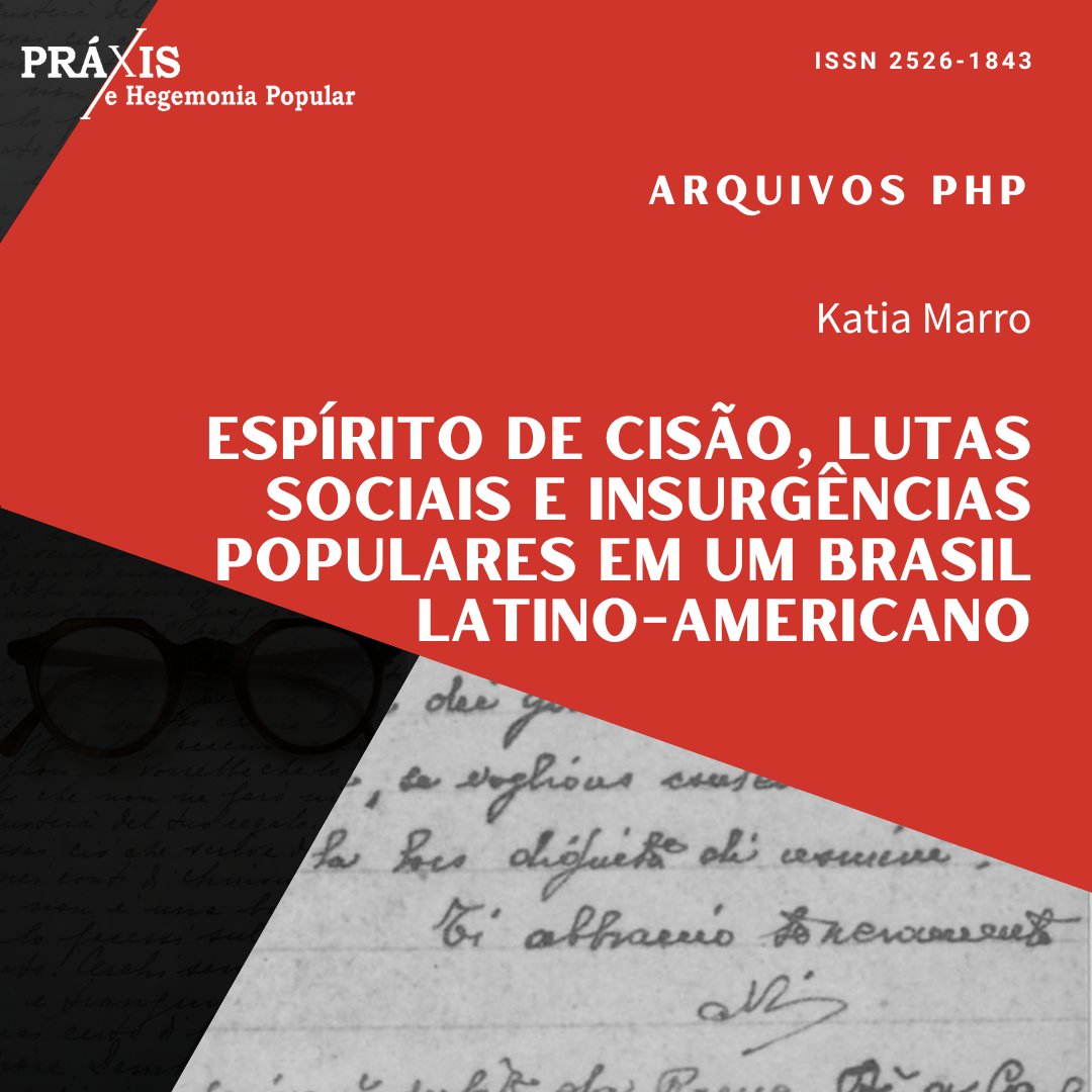 Arquivos de Práxis e Hegemonia Popular: v.6 n.8 (2021). Dossiê "Lutas populares e subversão reacionária na América Latina."
Leia em: revistas.marilia.unesp.br/index.php/PHP/…

#tbt #tbtphp