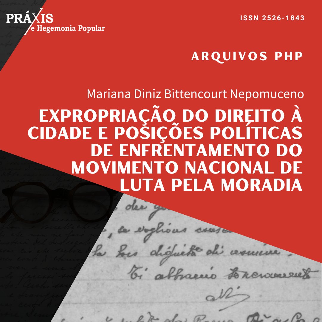 Arquivos de Práxis e Hegemonia Popular: v.4 n.4 (2019).
Leia em: revistas.marilia.unesp.br/index.php/PHP/…

#tbt #tbtphp