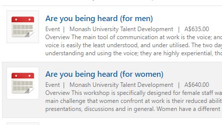 eg_brodie's tweet photo. Haha - what? Why is the exact same course for women more expensive??? 🤦‍♀️🤦‍♀️🤦‍♀️ @MonashUni https://t.co/Gmxeq6dD4J