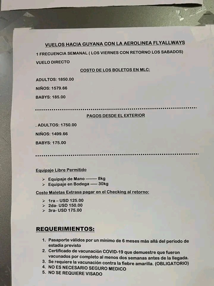 ☑️Hospedaje $72 x 20 días =$1440 directo con aerolíneas (revendedores $3000)
☑️Pasaje $1850
☑️Alimentos $700
☑️Taxi $500
☑️Chequeo médico $500
❎= $4990

<a href="/SecBlinken/">Secretary Antony Blinken</a> Este es el costo de terminar el proceso 1 sola persona en Georgetown Guyana. <a href="/USEmbCuba/">Embajada de los Estados Unidos en Cuba</a> <a href="/USAenEspanol/">USA en Español</a> <a href="/DebbieforFL/">Debbie Mucarsel-Powell</a>