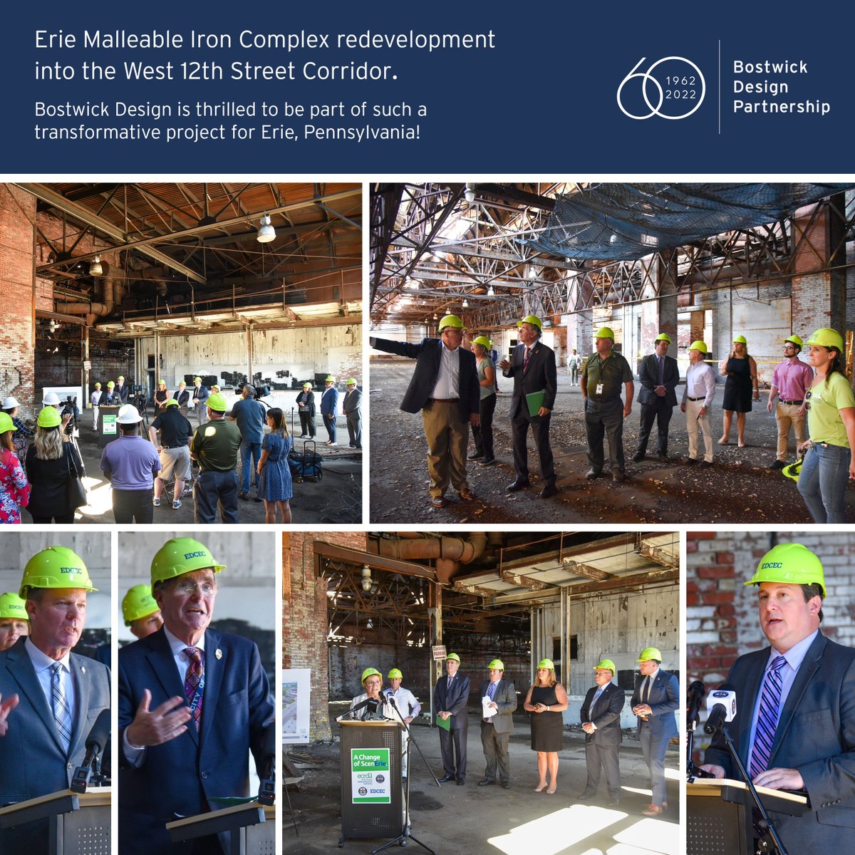 Bostwick Design Partnership is proud to partner with the Erie County Redevelopment Authority to be part of this amazing project in the City of Erie! State and local elected officials as well as other community leaders gathered at the former Erie Malleable Iron site Tuesday.