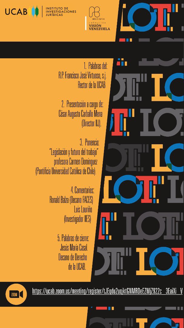 Presentación del libro “Decreto Ley Orgánica del Trabajo: balance de un decenio”. <a href="/DreamyIsa/">Clemencia Abad</a> <a href="/mariabernardoni/">María Bernardoni</a> <a href="/luislaurino/">Luis Lauriño</a> <a href="/hl_lucena/">Hector Lucena</a> <a href="/RonaldBalzaG/">Ronald Balza Guanipa</a> <a href="/Jacquierichter/">Jacqueline Richter</a> <a href="/reyguilarte77/">Reinaldo Guilarte</a> <a href="/InvestigaUCAB/">Investigaciones UCAB</a> <a href="/DerechoUCAB/">Derecho UCAB</a> <a href="/rriiucab/">Relaciones Industriales UCAB</a>