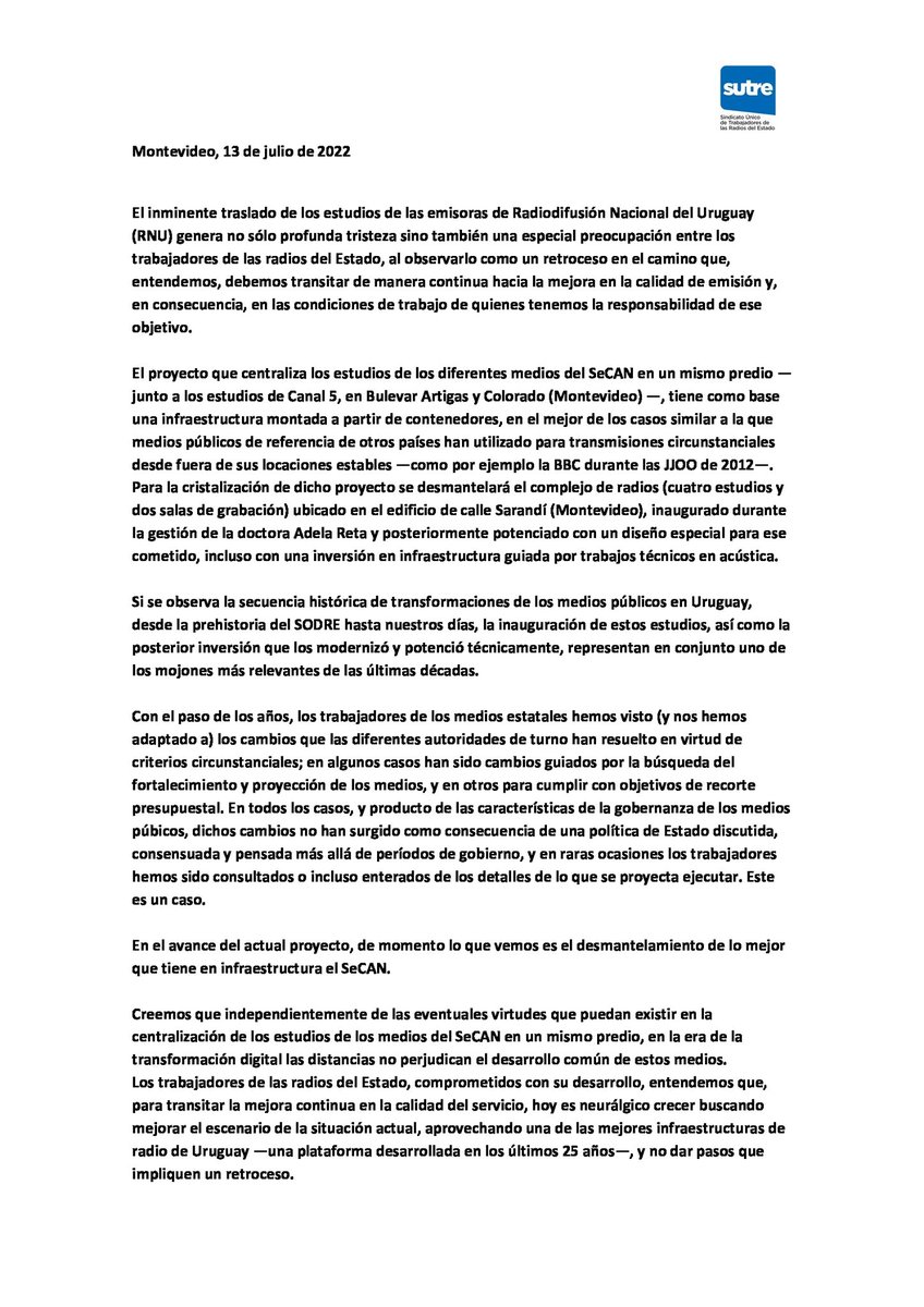 #Comunicado 
Mesa Directiva de #SUTRE
<a href="/COFE_PITCNT/">@COFE</a> <a href="/PITCNT1/">PIT CNT</a>