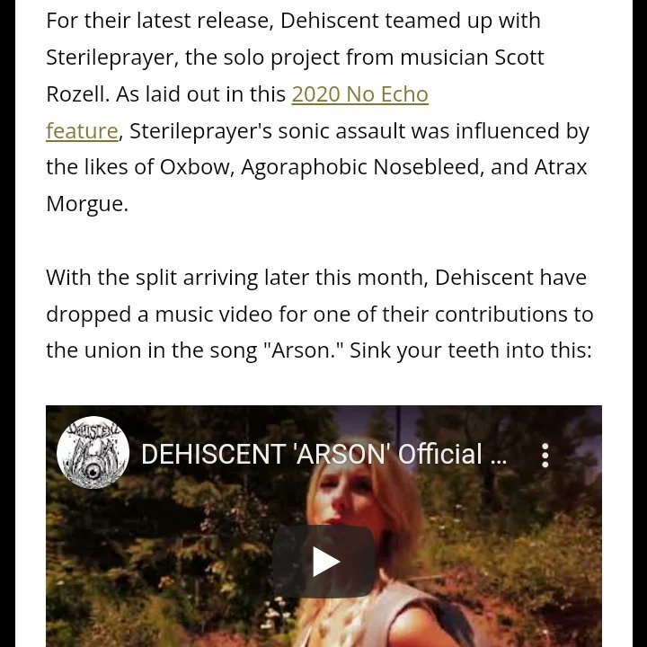 sterileprayer's tweet photo. Some press about the new split LP/CD with Dehiscent featured at @noechonet
New music video and more info about the new record. Thanks for the shout out https://t.co/sWYViAv3z0

https://t.co/gYUkn2xwKr

#journalism #art #musicvideo #youtube #doommetal #metal #experimental https://t.co/CzKrHhdodd