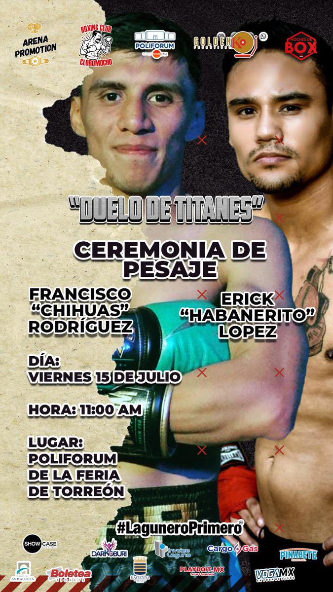 MauriceCollier's tweet photo. 🥊⚖️CEREMONIA DE PESAJE⚖️🥊

Van 25 boletos ZONA PLATINO para la pelea de este sábado 16 de julio para las primeras 25 personas que lleguen. 

MAÑANA a las 11:00 🕚 AM en el Poliforum de la Feria 🎡 de Torreón.

Chihuas🆚Habanerito 

#LaguneroPrimero 
#CloroMochoTeam 🥊 https://t.co/qnEym2Hprx