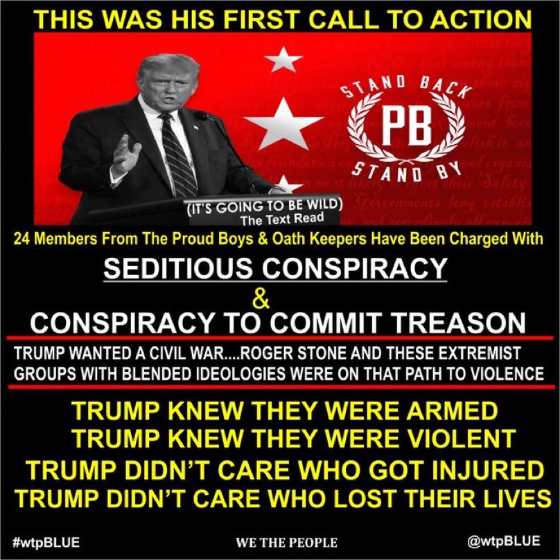 Evil Lying Loser Trump tried to overturn the 2020 election & stay in power GOP & racist extremist groups helped & are still helping him GOP is the party of crime & oppression GOP wants power to subjugate you & reward the rich Fight back! #VoteBlue #wtpBLUE wtp1417