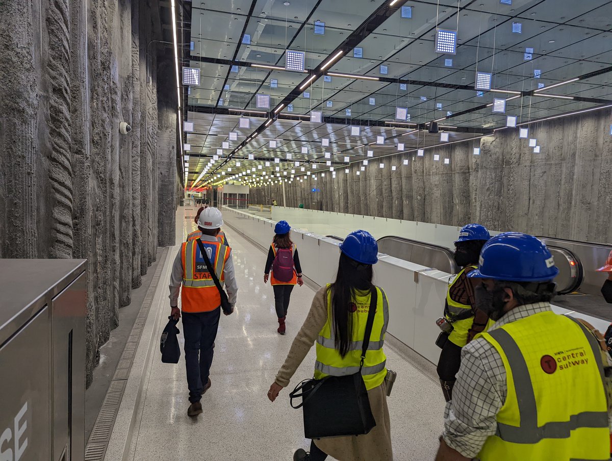 SF_Chamber's tweet photo. #BuildSF met w/ @SFMTA_Muni for a tour of The Central Subway Project. 4 new stations were built along the 1.7-mile alignment, extending the Metro T Third Line through SoMa, Union Square, &amp; Chinatown.

🌐: https://t.co/gMhAP2AKTK

🏗️ Interested in #BuildSF? https://t.co/OFivn4XMoX https://t.co/mfOK2X1DfI
