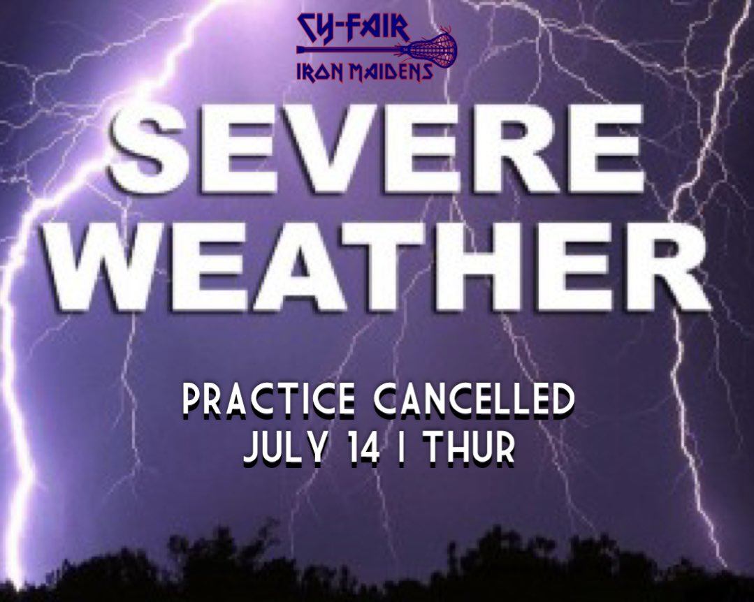 🗣 Practice cancelled today due to weather!  Please pass it along!