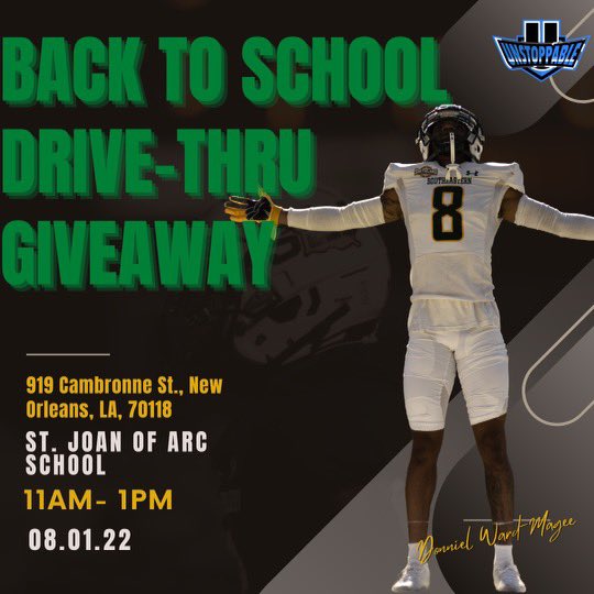 UnstoppableMa17's tweet photo. We are super excited for @_wardmagee5 as he continues doing good work in the community. Thank you to Principal Goown at St. Joan of Arc for allowing Tank to pour back into his community. https://t.co/QsTt2ftPow
