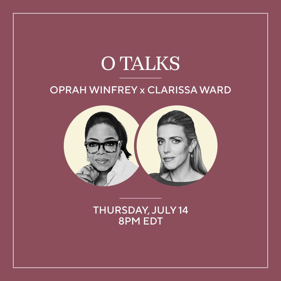 OprahDaily's tweet photo. 🚨 Livestream Starting Now 🚨 

CNN's #ClarissaWard joins #Oprah for “O Talks." Here, Oprah asks Ward where she finds the courage, her humanity, and her hope, even after witnessing some of the darkest and most depressing moments imaginable. 

Join now: https://t.co/qC21z6NpCo https://t.co/gF8Jgic6SI