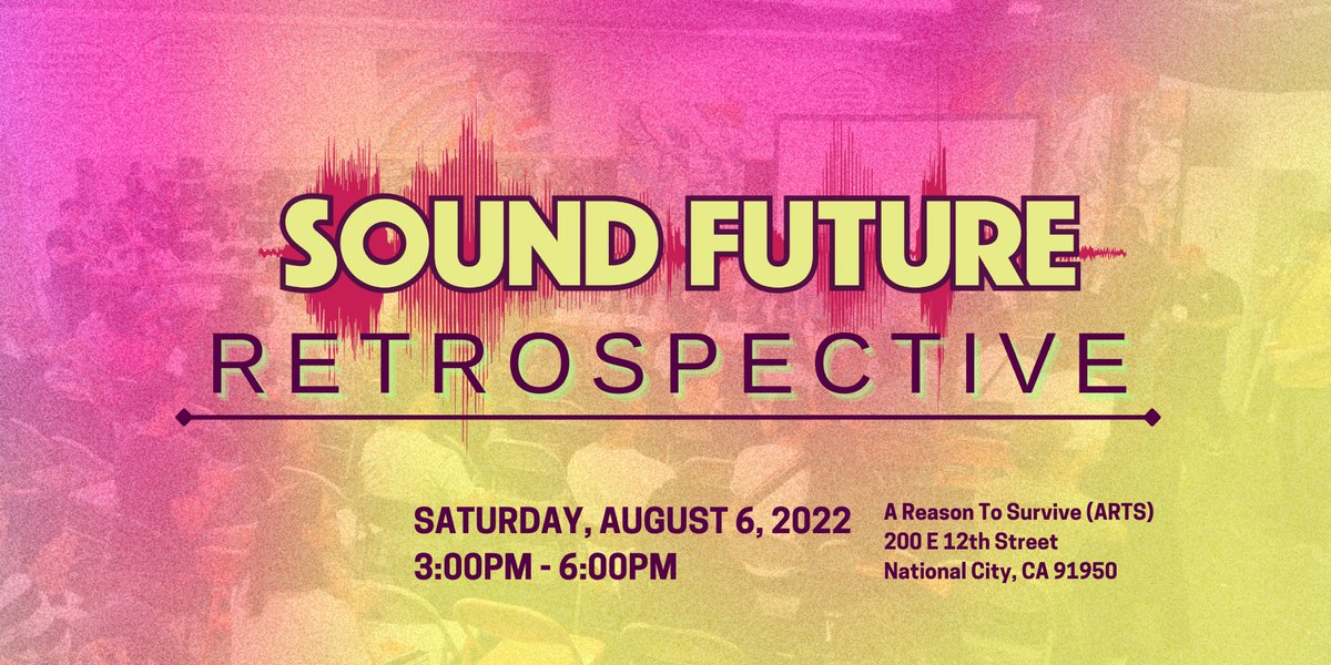 SoundFutureOrg's tweet photo. WE BACK!! The Sound Future Retrospective takes place on 8.6.2022 at @AReason2Survive! As a part of ARTS Summer Jam, join workshops led by ARTS teaching artists and enjoy performances from @kahlilnashmusic, Sound Collage & @dauche!
Reserve your spot today! https://t.co/UP7O2L7YC4 https://t.co/7VYfqa7ce9